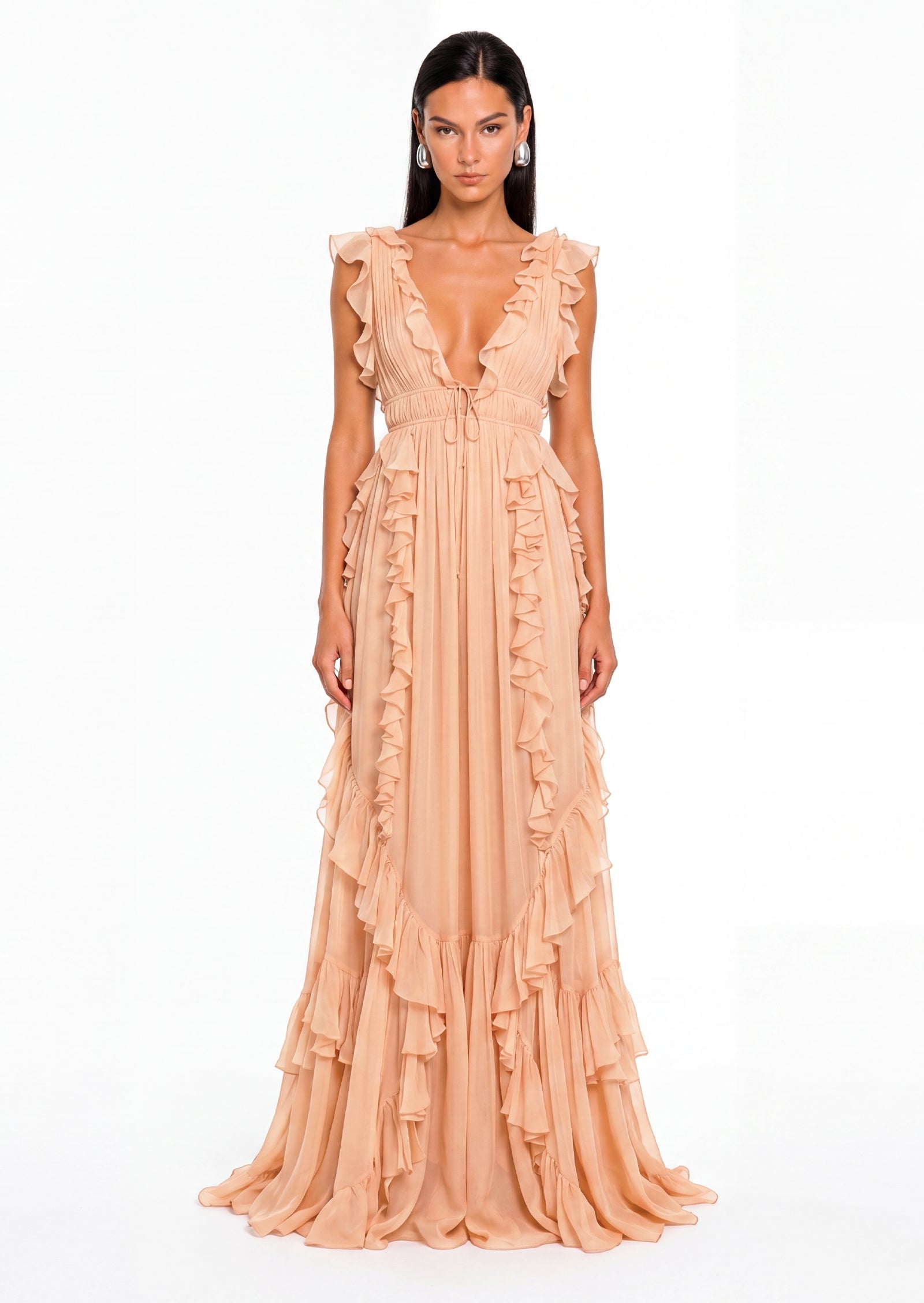 Murray V Neck Ruffled Maxi Dress