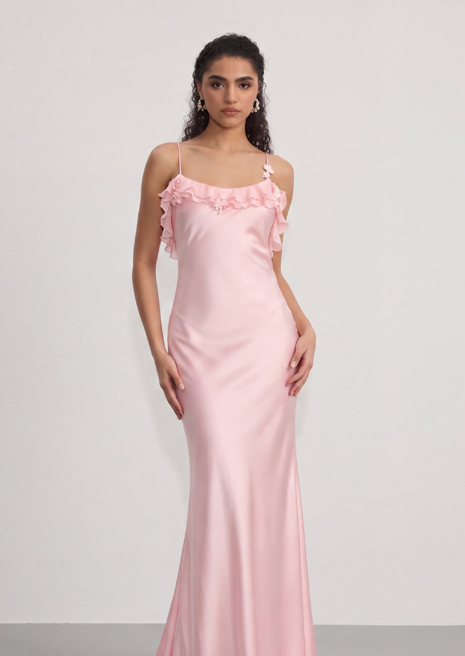 Judee Open Back Maxi Dress With Ruffled Trim