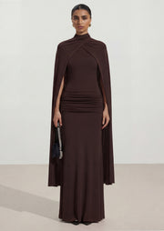 Maxi dress With Symmetrical Flaps In Brown
