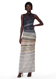 Acatzin Sequined Striped Lamé Maxi Dress