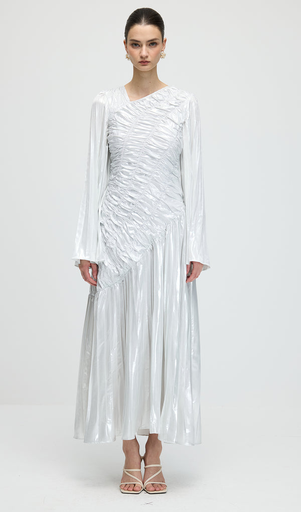 Metallic Long Sleeve Maxi Dress