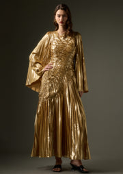Metallic Maxi Dress In Gold