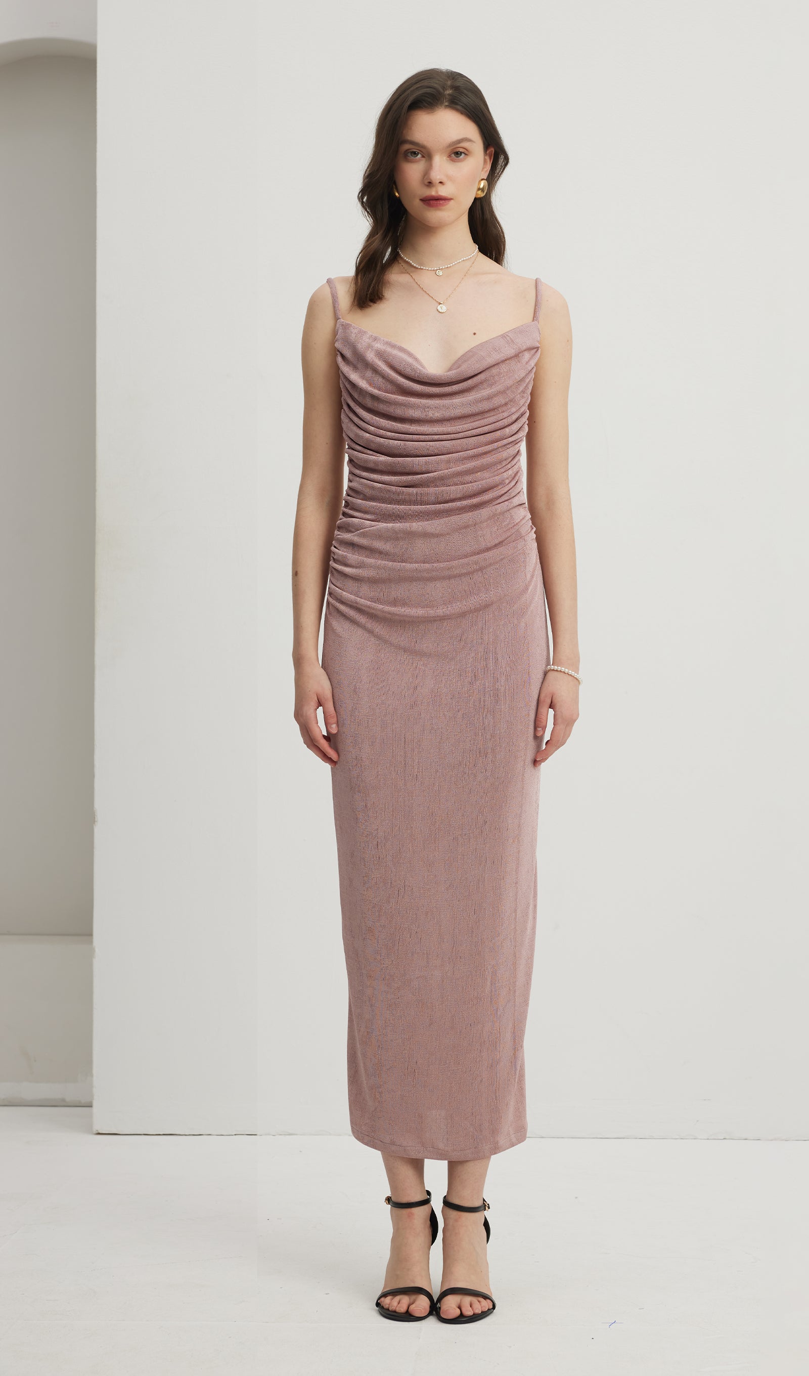 Midikleid in A-Linie mit Blumenmuster und Laternenärmeln