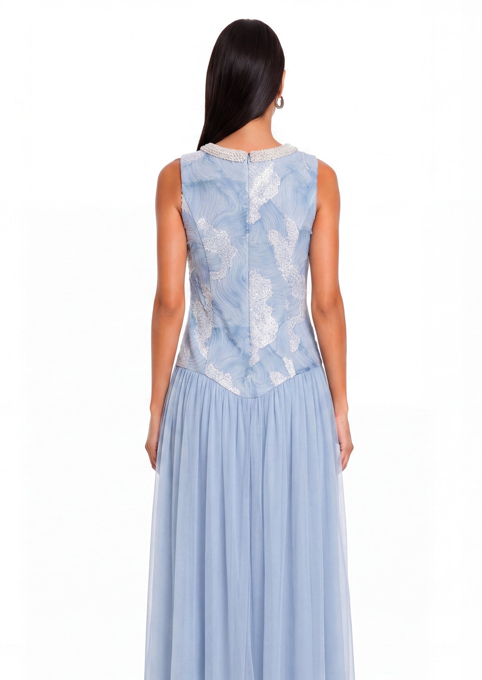 Midikleid in A-Linie mit Blumenmuster und Laternenärmeln