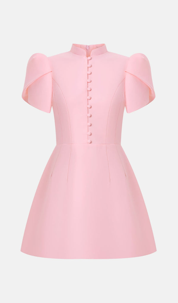 Mini Dress With High Collar In Pink