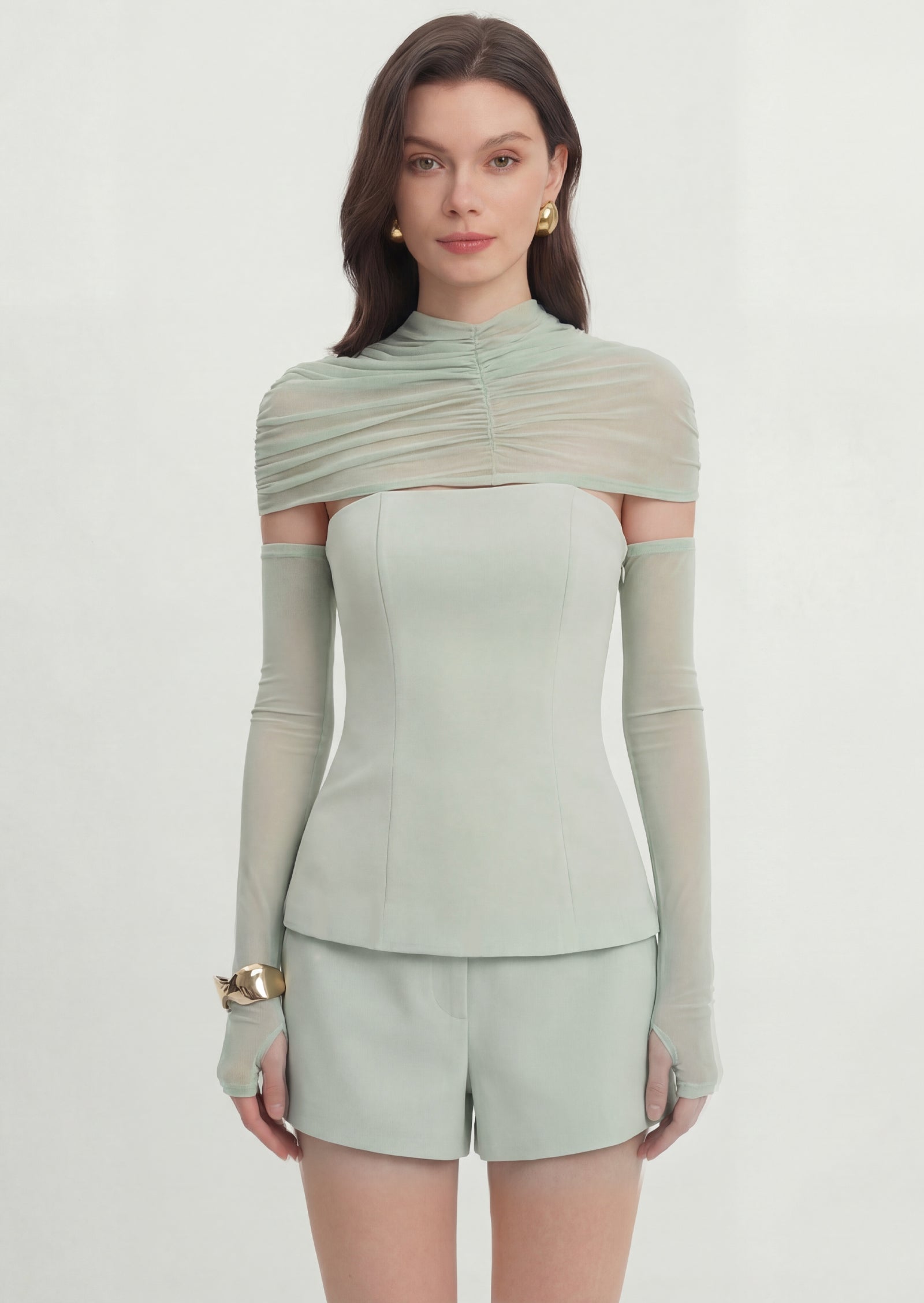 Midikleid in A-Linie mit Blumenmuster und Laternenärmeln