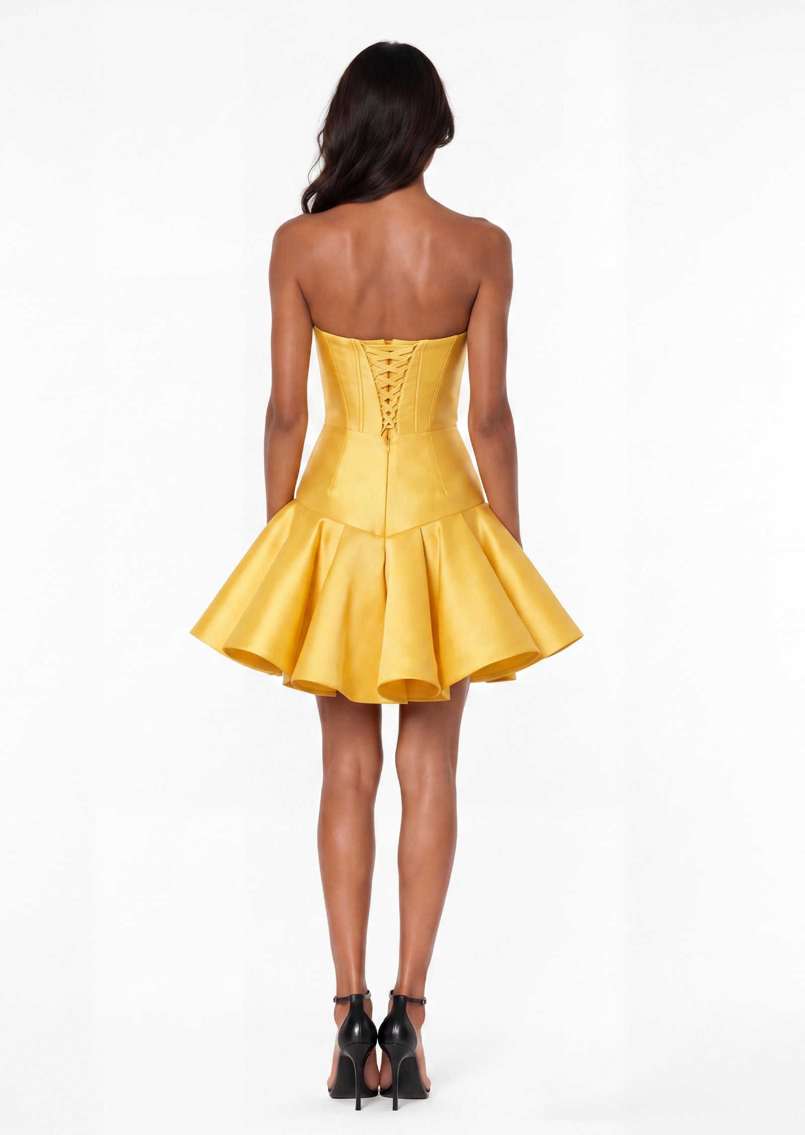 Midikleid in A-Linie mit Blumenmuster und Laternenärmeln