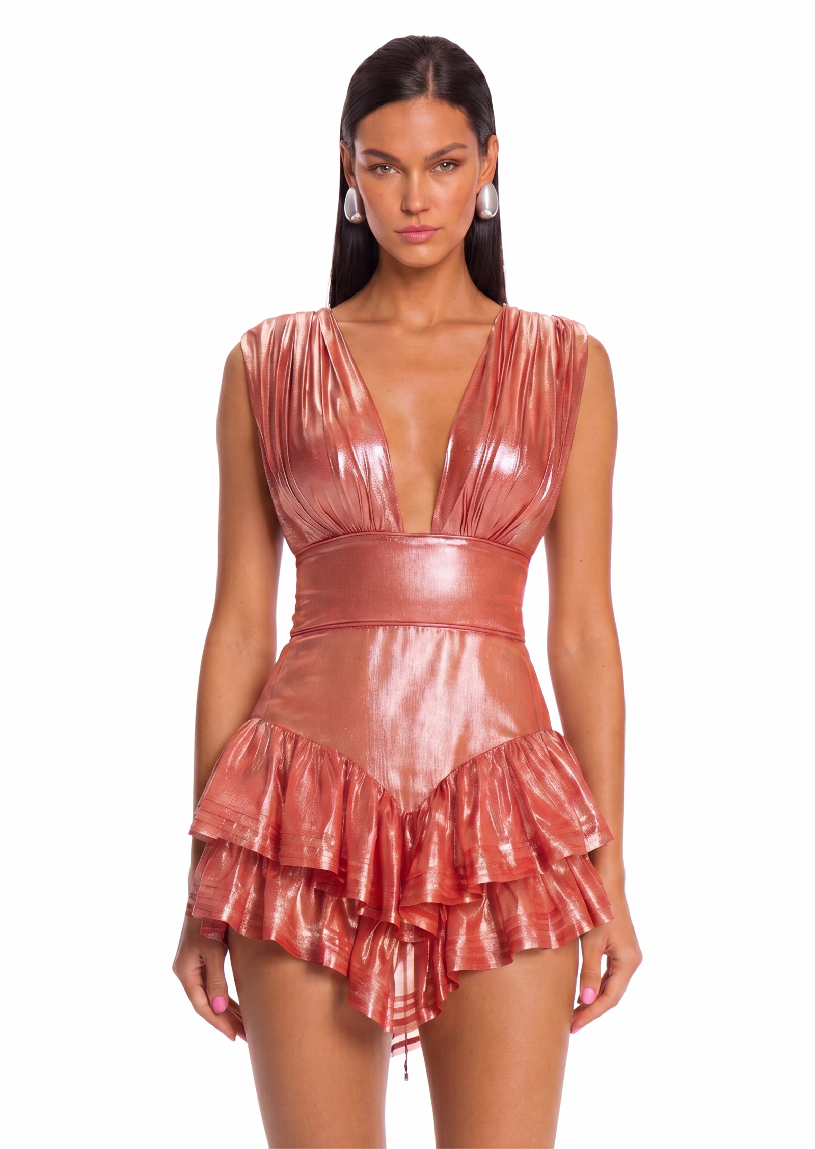 Naava Plunging Neckline Layered Mini Dress