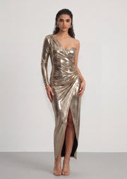 Noor Elegance Metallic Maxi Dress