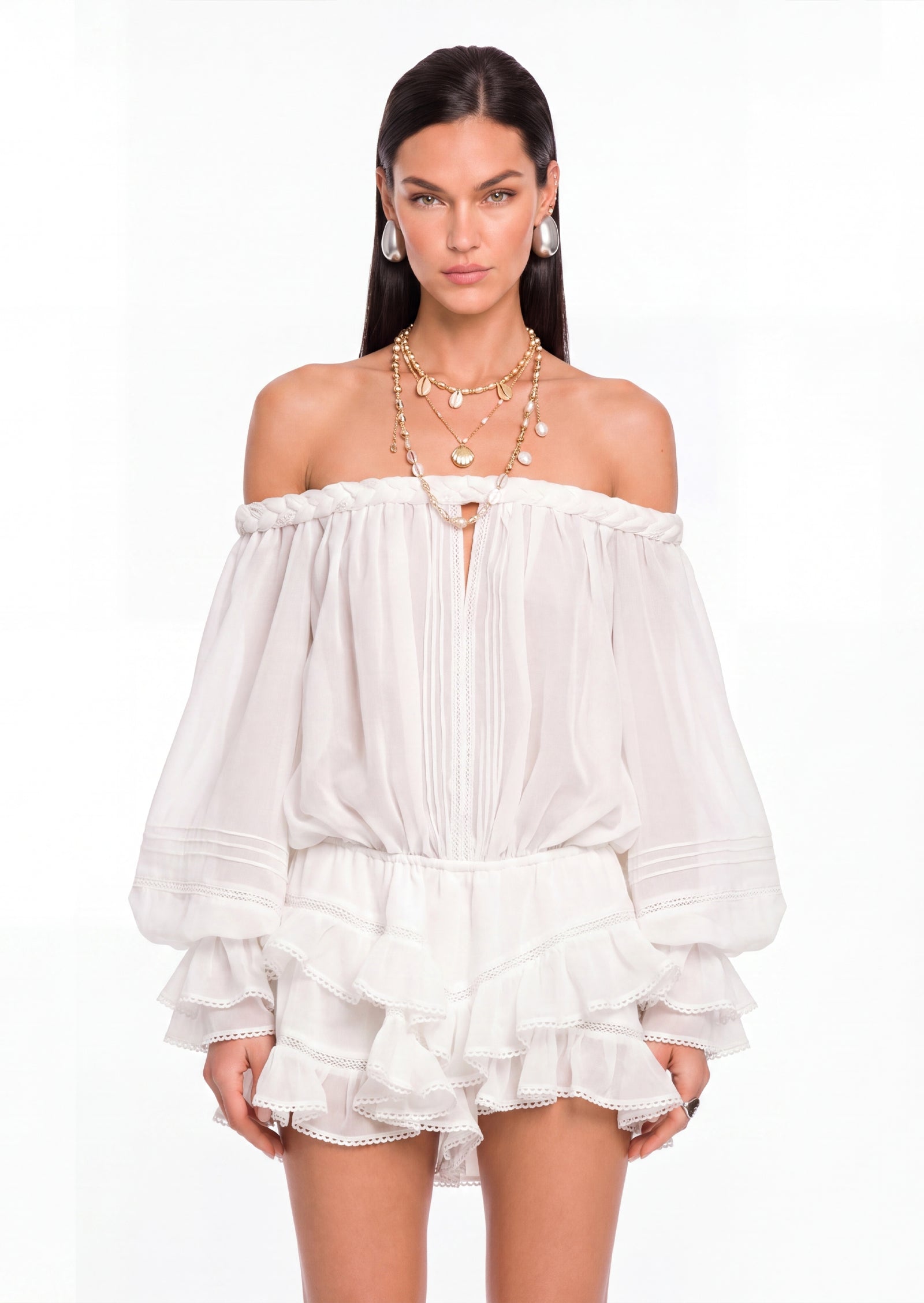 Fabrizio Off Shoulder Layered Mini Dress