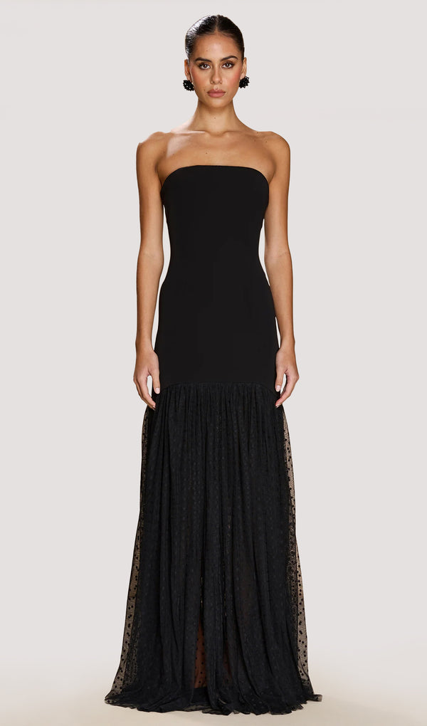 Off Shoulder Drop Waisted Bodice Maxi Dress