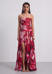 Eugenia Ruched Draped Split Maxi Dress