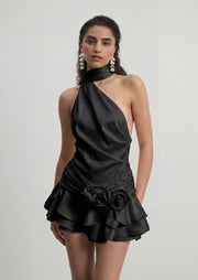 Midikleid in A-Linie mit Blumenmuster und Laternenärmeln