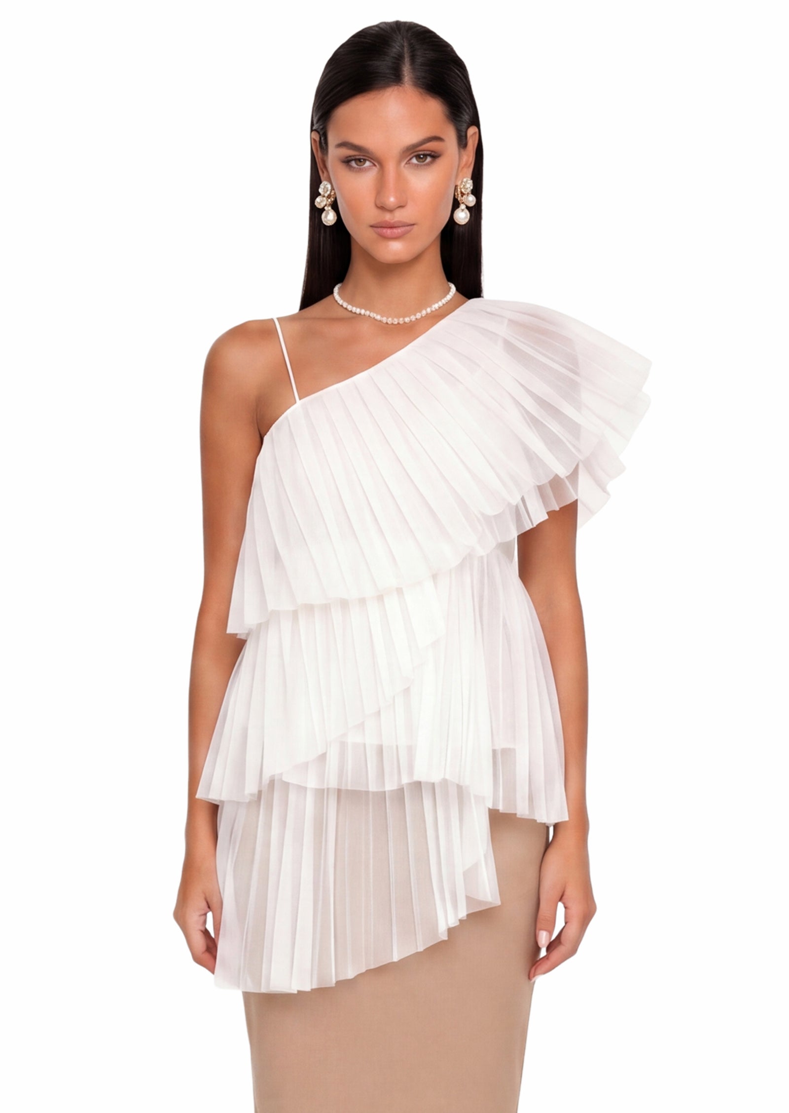 Dalit One Shoulder Top In White