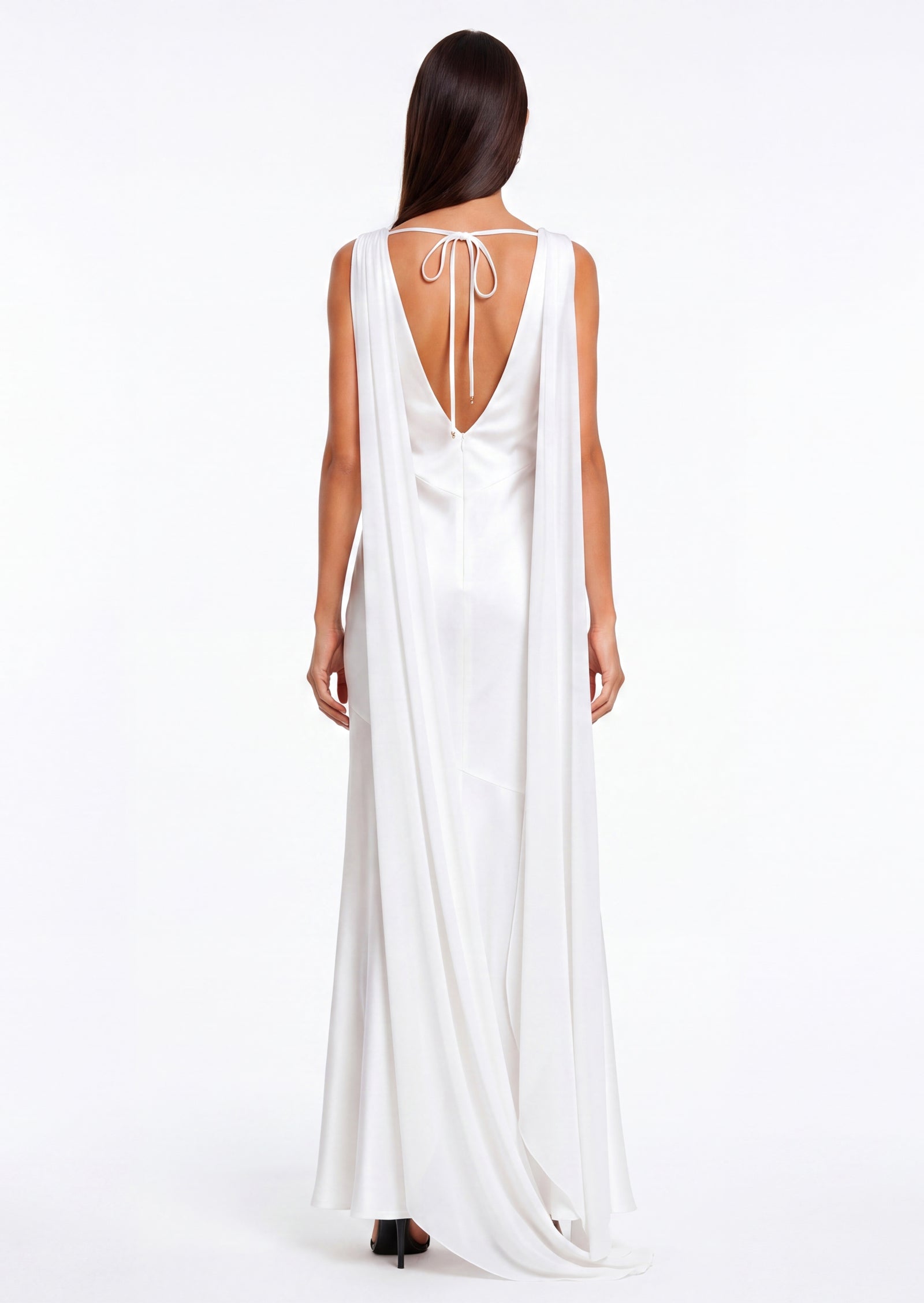 Solid Satin Flared Maxi Dress