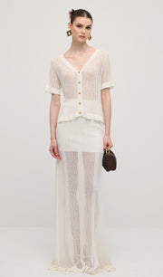 Openwork Jersey Maxi Skirt Sets In White