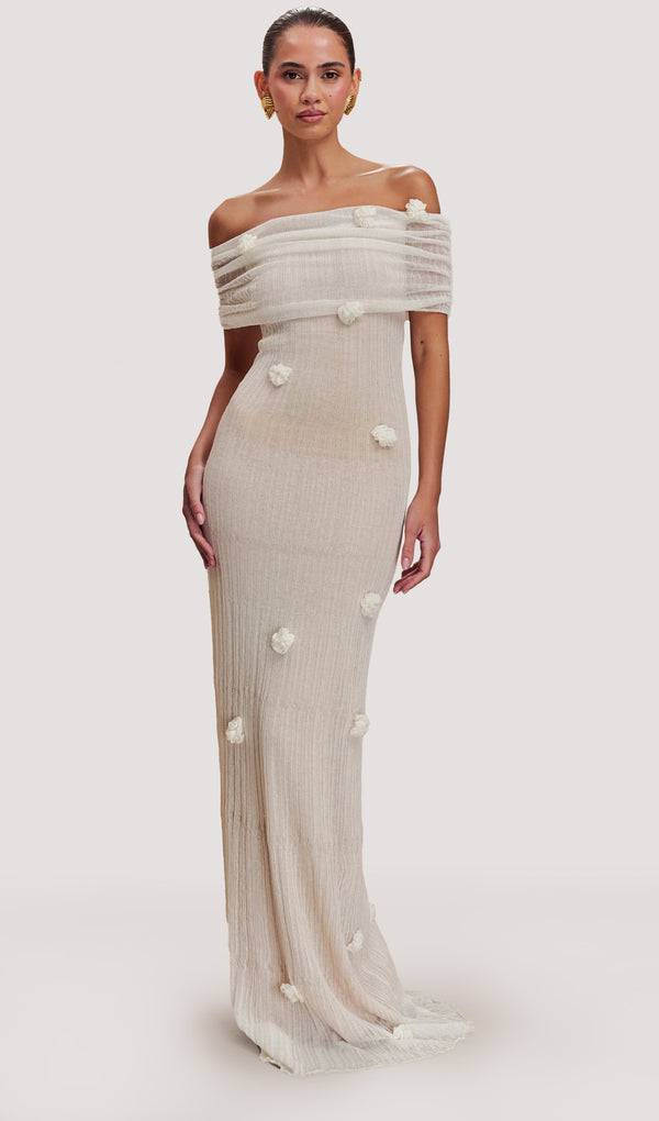 Orchid Knit Maxi Dress In Ivory