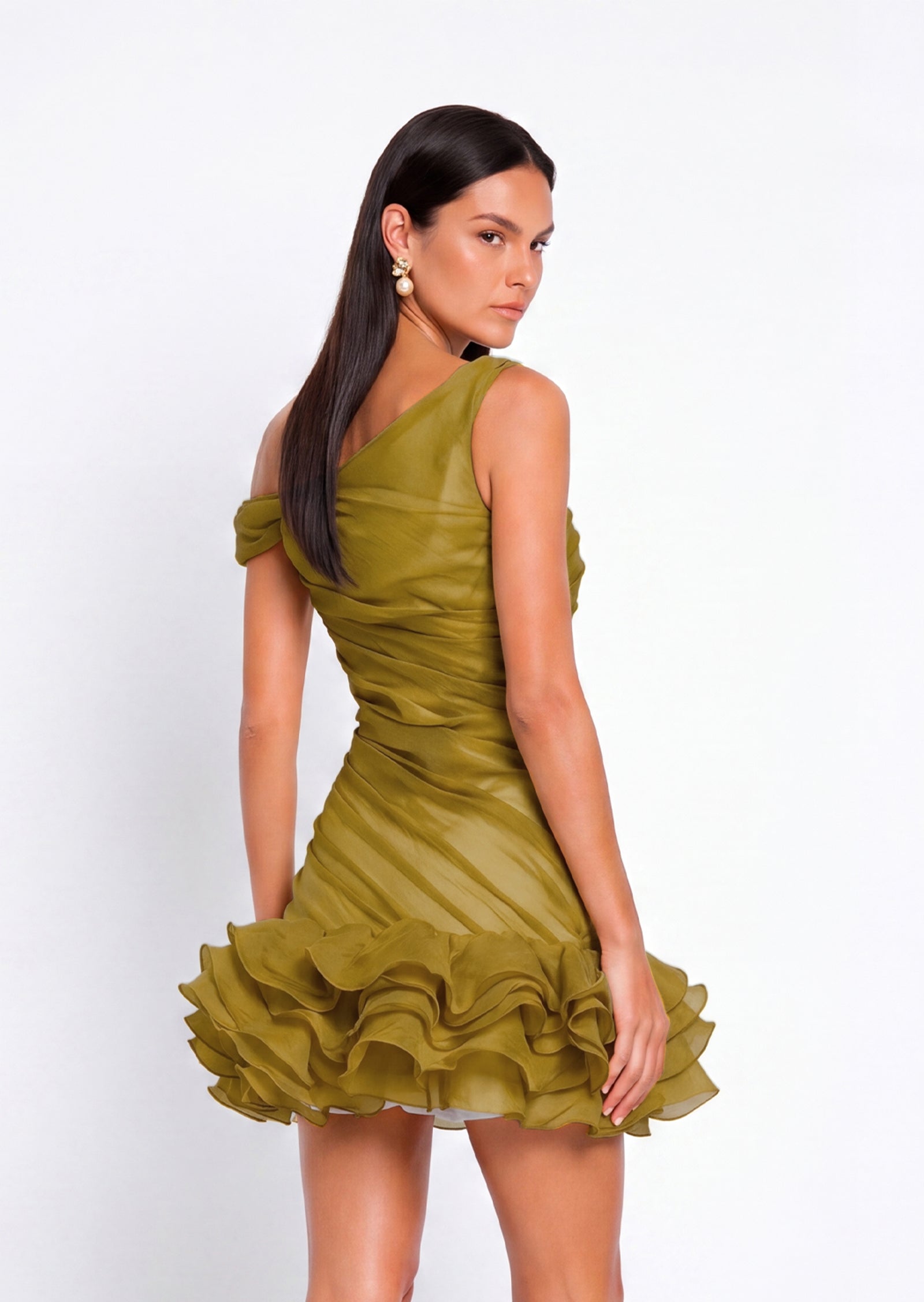 Midikleid in A-Linie mit Blumenmuster und Laternenärmeln