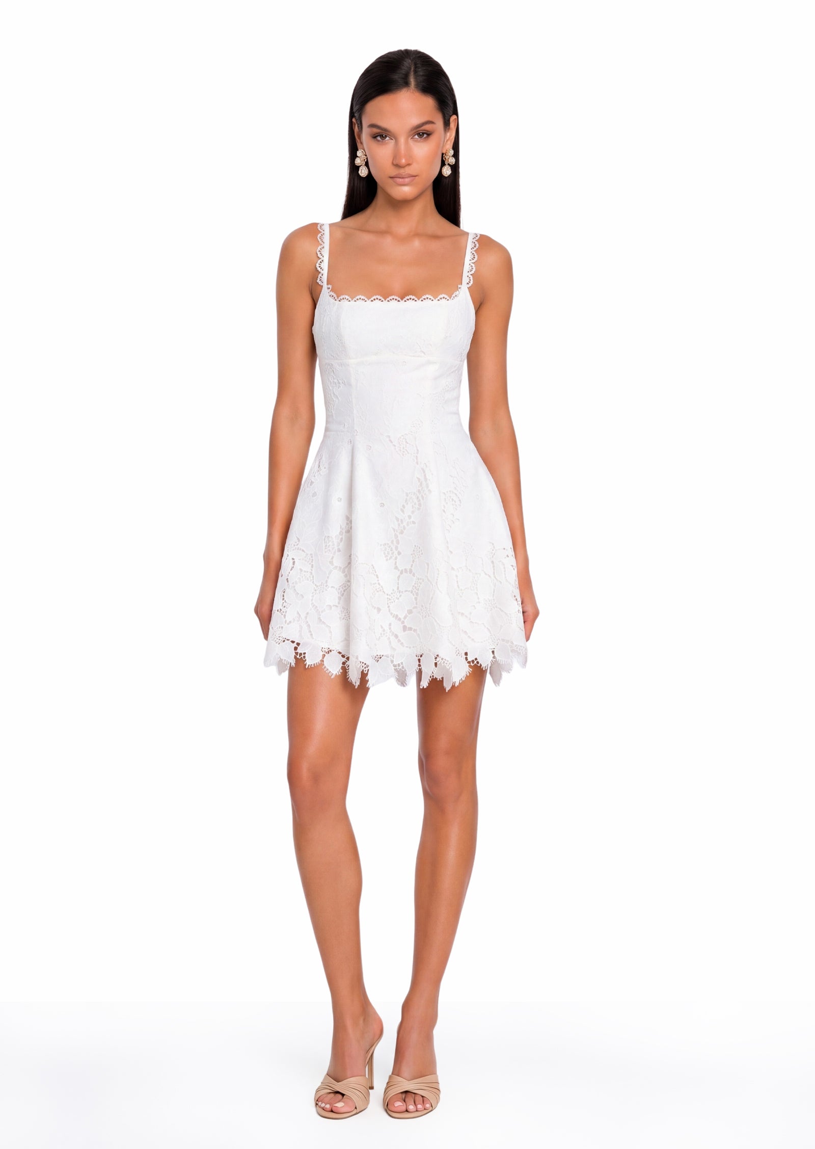 Maliba Lace Broderie Anglais Mini Dress In White