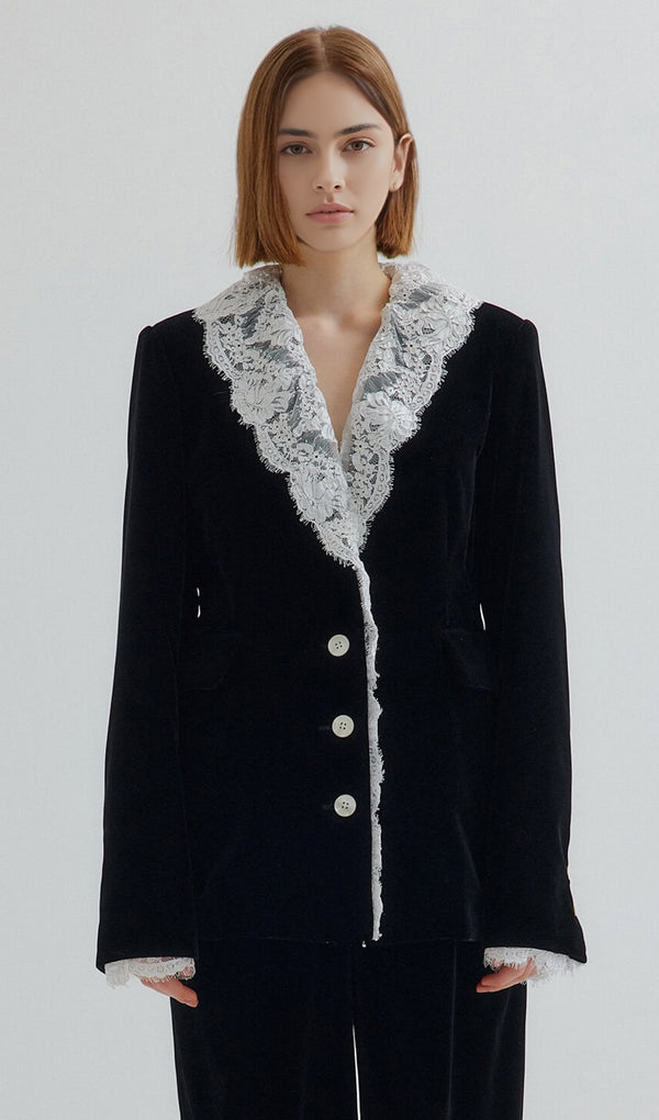 Patchwork Lace Velvet Jacket