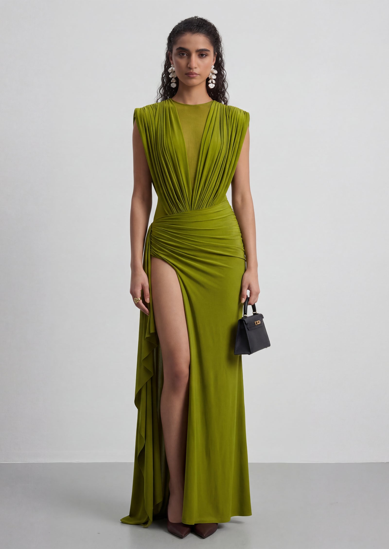 Peyton Draped High Slit Maxi Dress