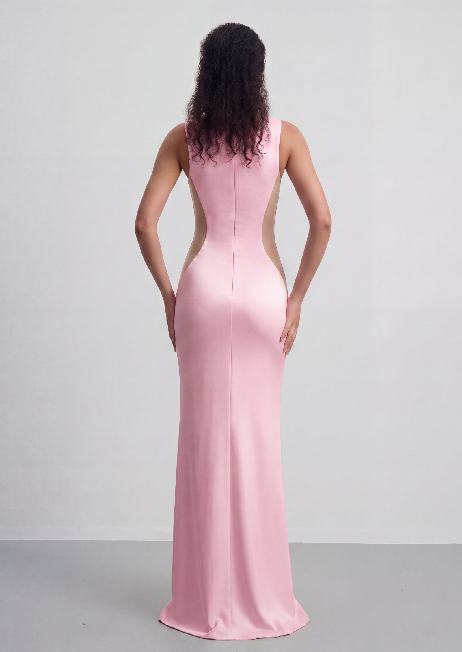 Nicolette Satin Maxi Dress In Pink
