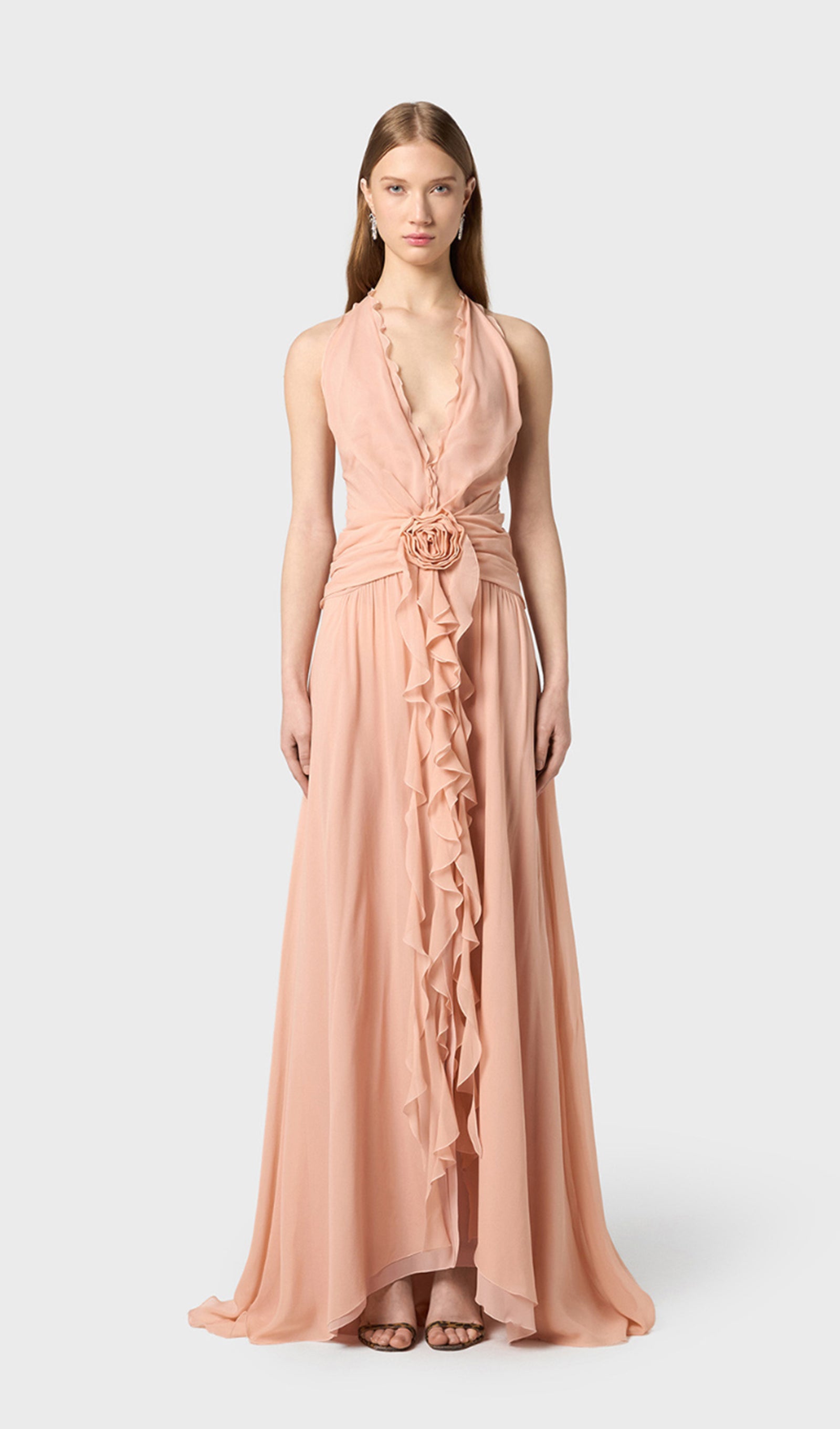 Midikleid in A-Linie mit Blumenmuster und Laternenärmeln