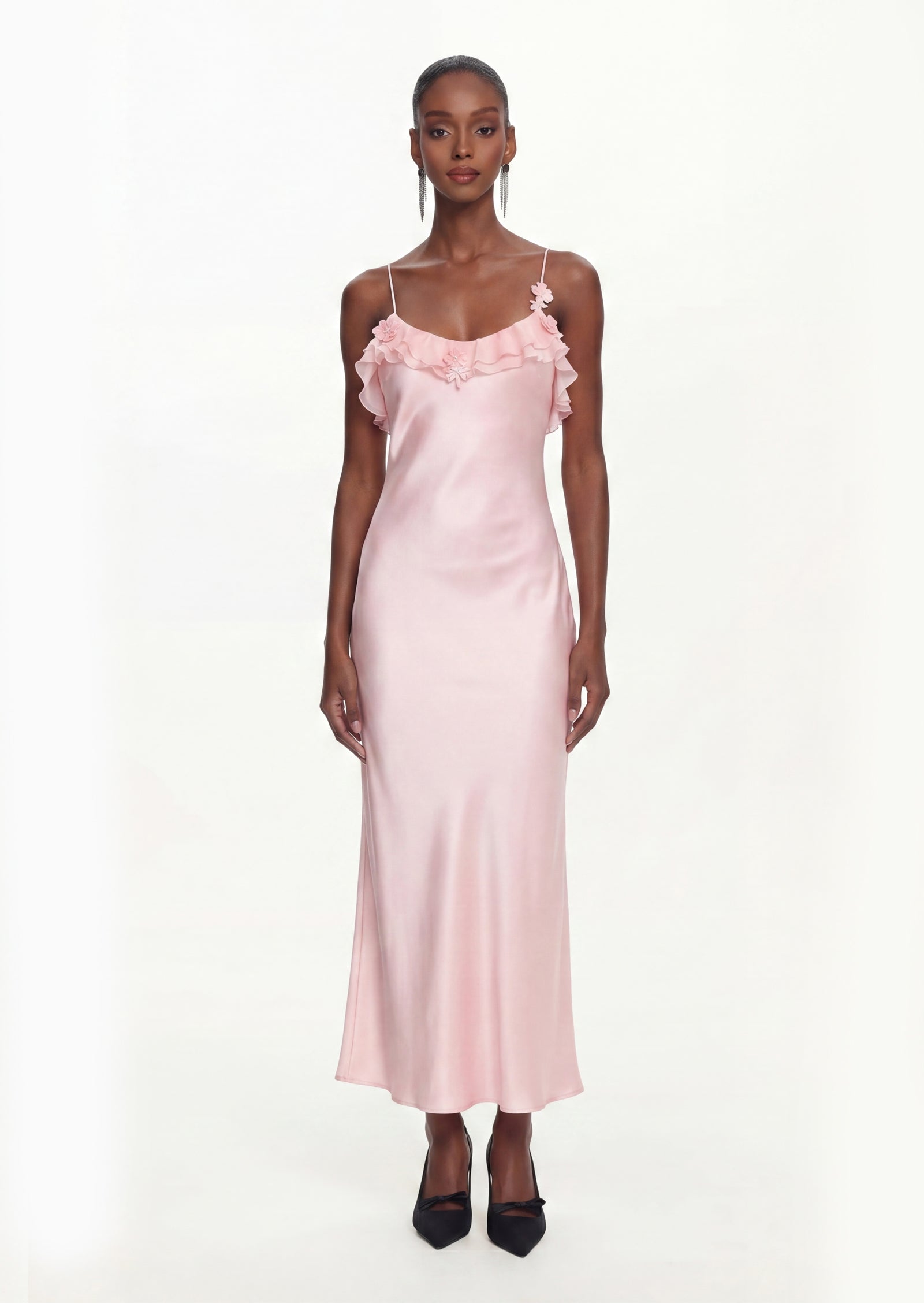 Judee Open Back Maxi Dress With Ruffled Trim