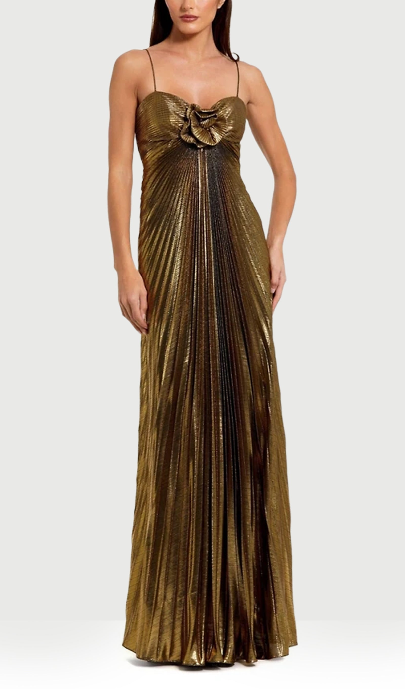 Noor Elegance Metallic Gown With 3D Flower