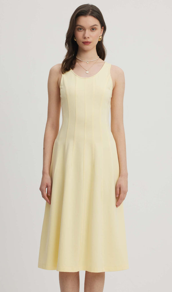 Pleated Split Midi Dress