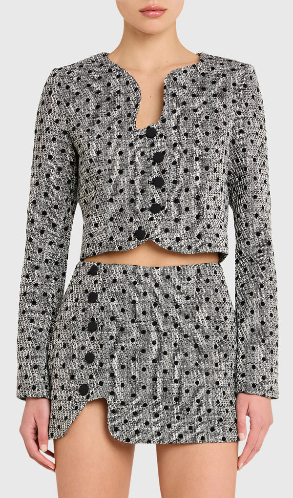 Polka Dot Tweed Top & A-Line Mini Skirt Set