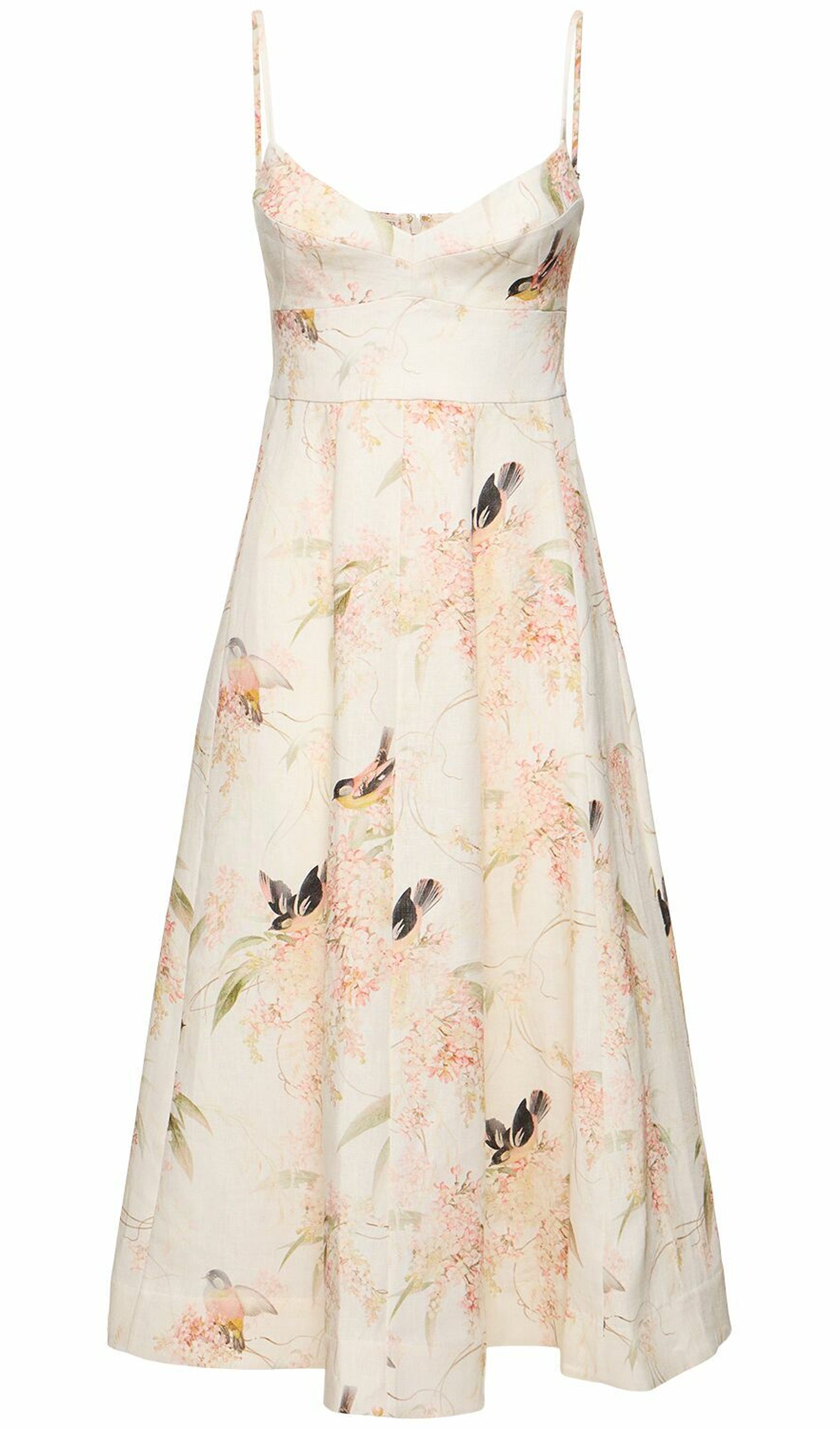 Midikleid in A-Linie mit Blumenmuster und Laternenärmeln