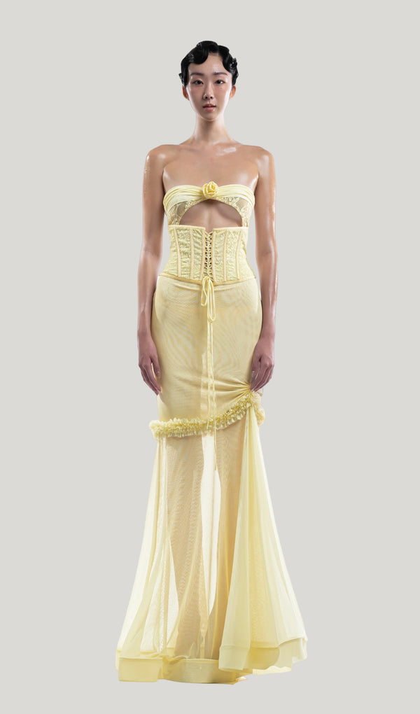 Bandeau Bra Hollow Out Maxi Dress