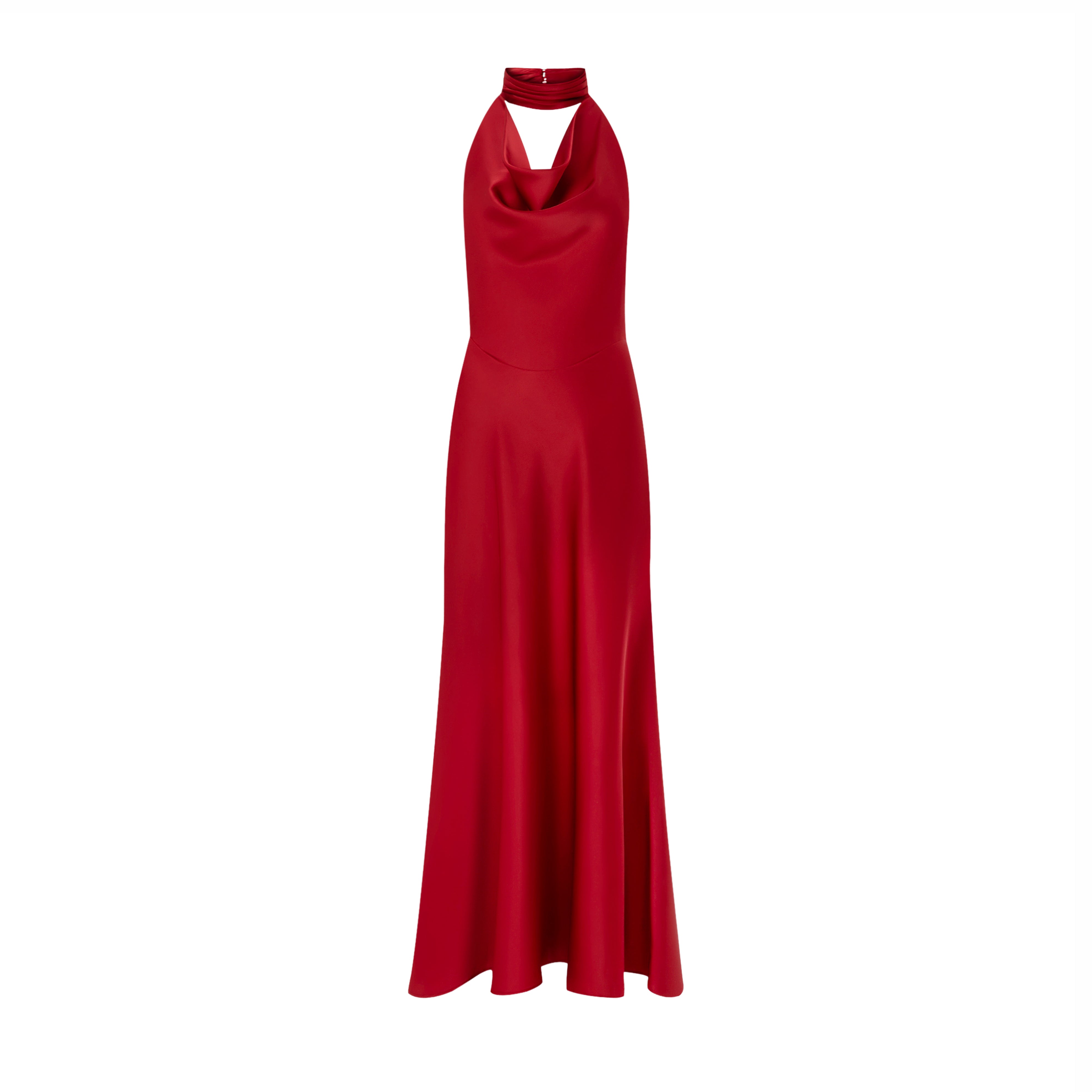 Satin Pearl Decor Maxi Dress In Red