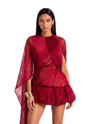 Midikleid in A-Linie mit Blumenmuster und Laternenärmeln