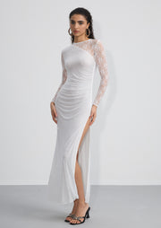 فستان قصير بقميص مزين بدانتيل صناعي 