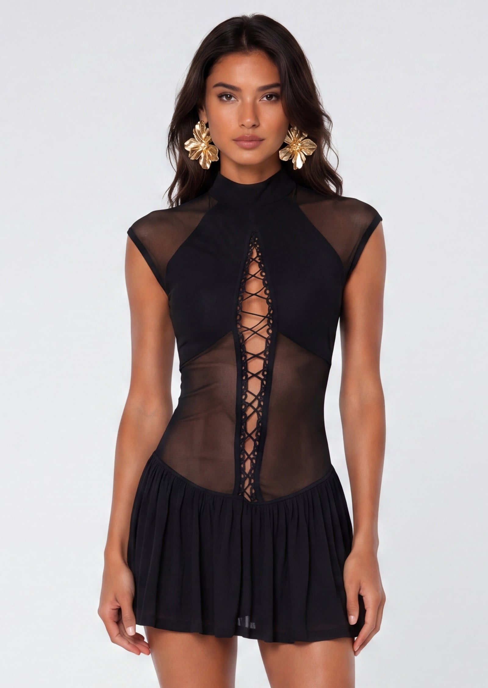 Rory Lace Up Dress In Black