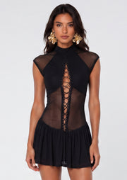 Rory Lace Up Dress In Black