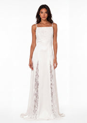 Rosa Open Back Lace Maxi Dress In White