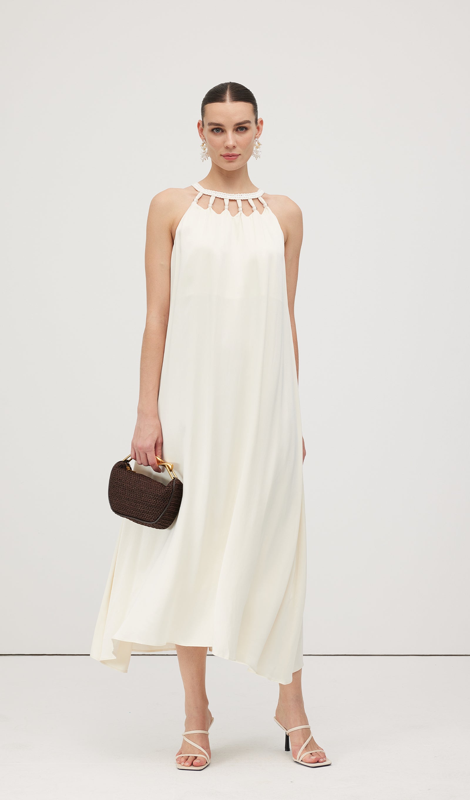 Round Neck Hollow Sleeveless Midi Dress