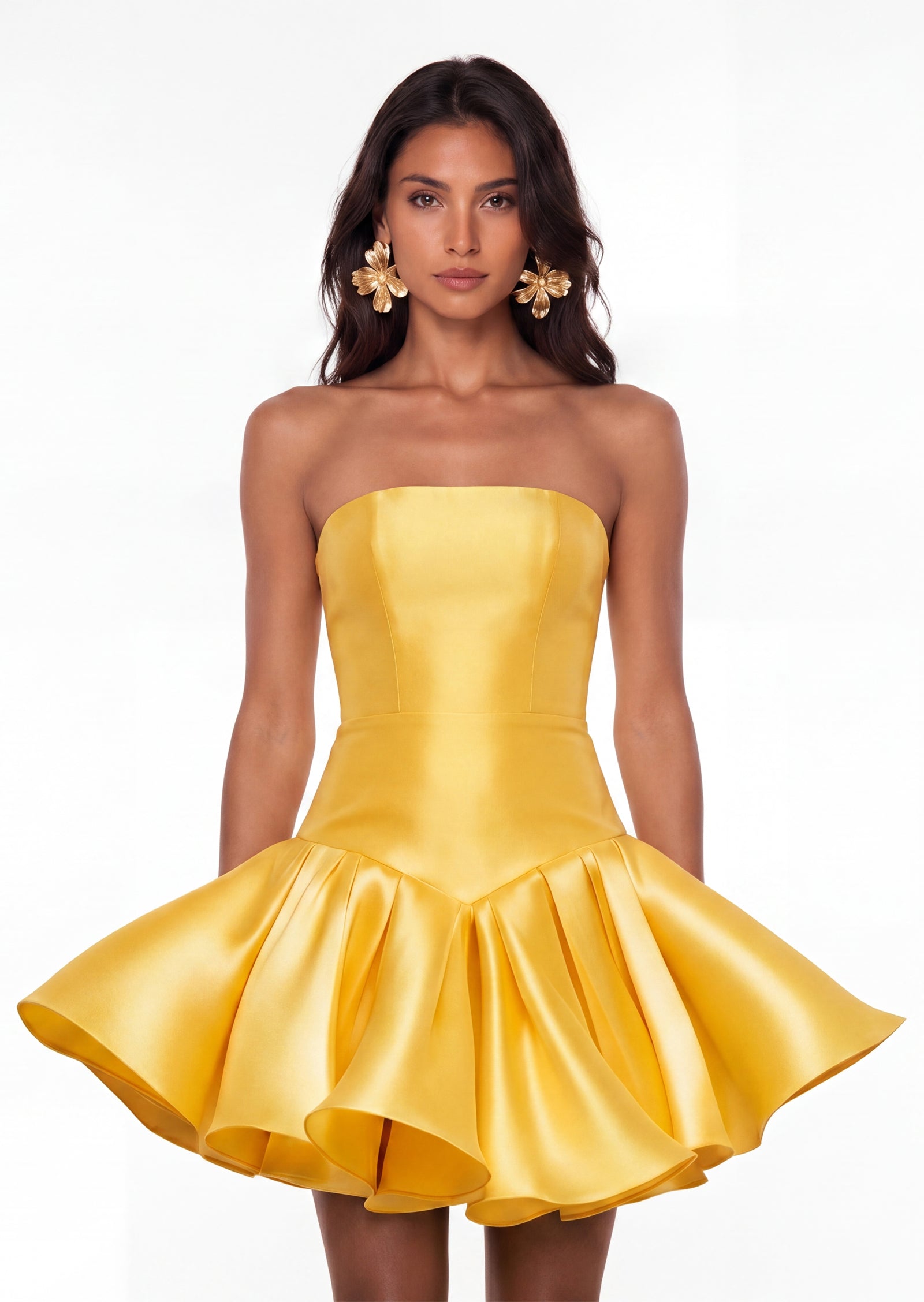 Sabrin Strapless Mini Dress In Yellow