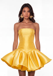 Midikleid in A-Linie mit Blumenmuster und Laternenärmeln