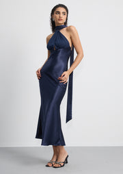 Midikleid in A-Linie mit Blumenmuster und Laternenärmeln