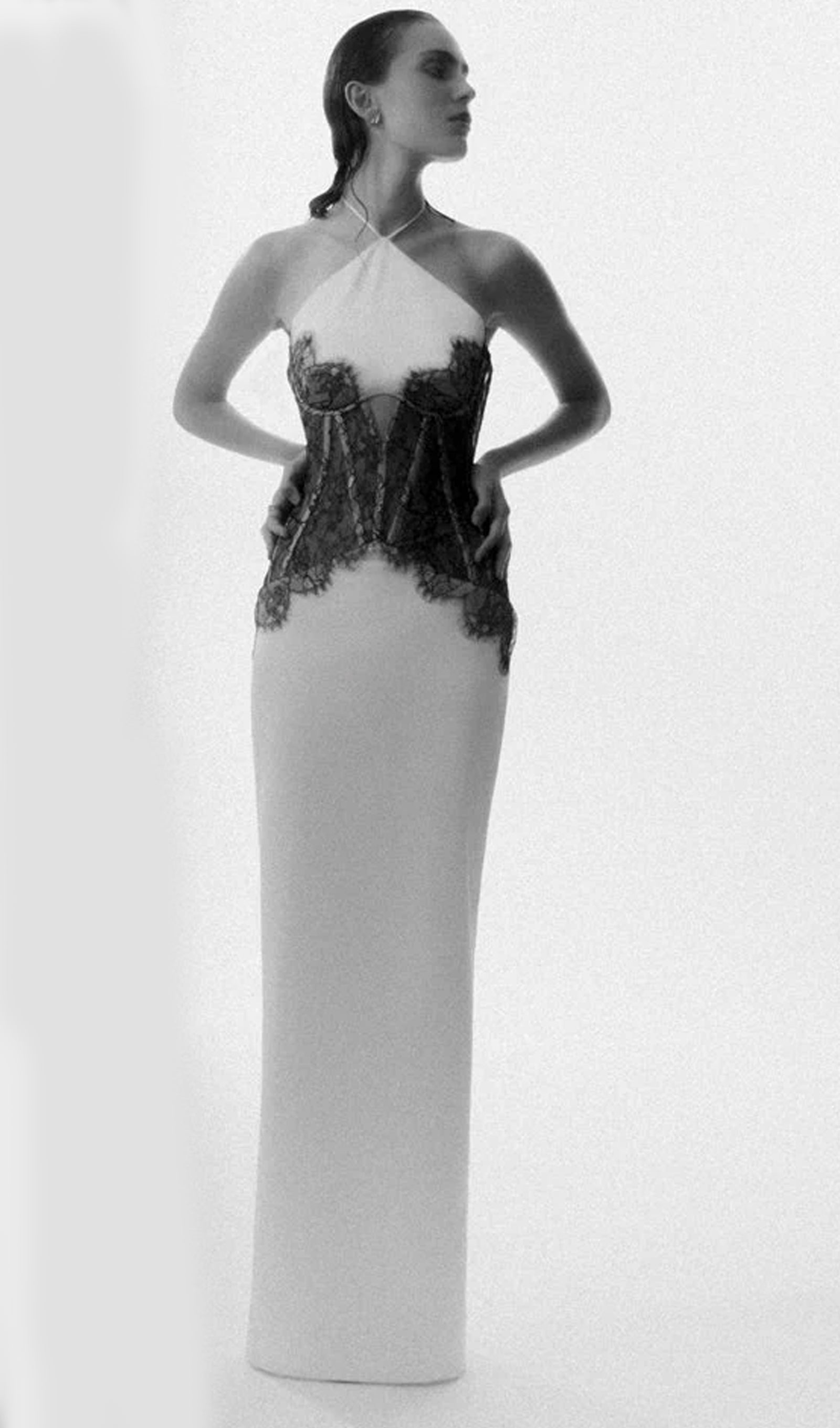 Satin And Lace Corset Maxi Dress