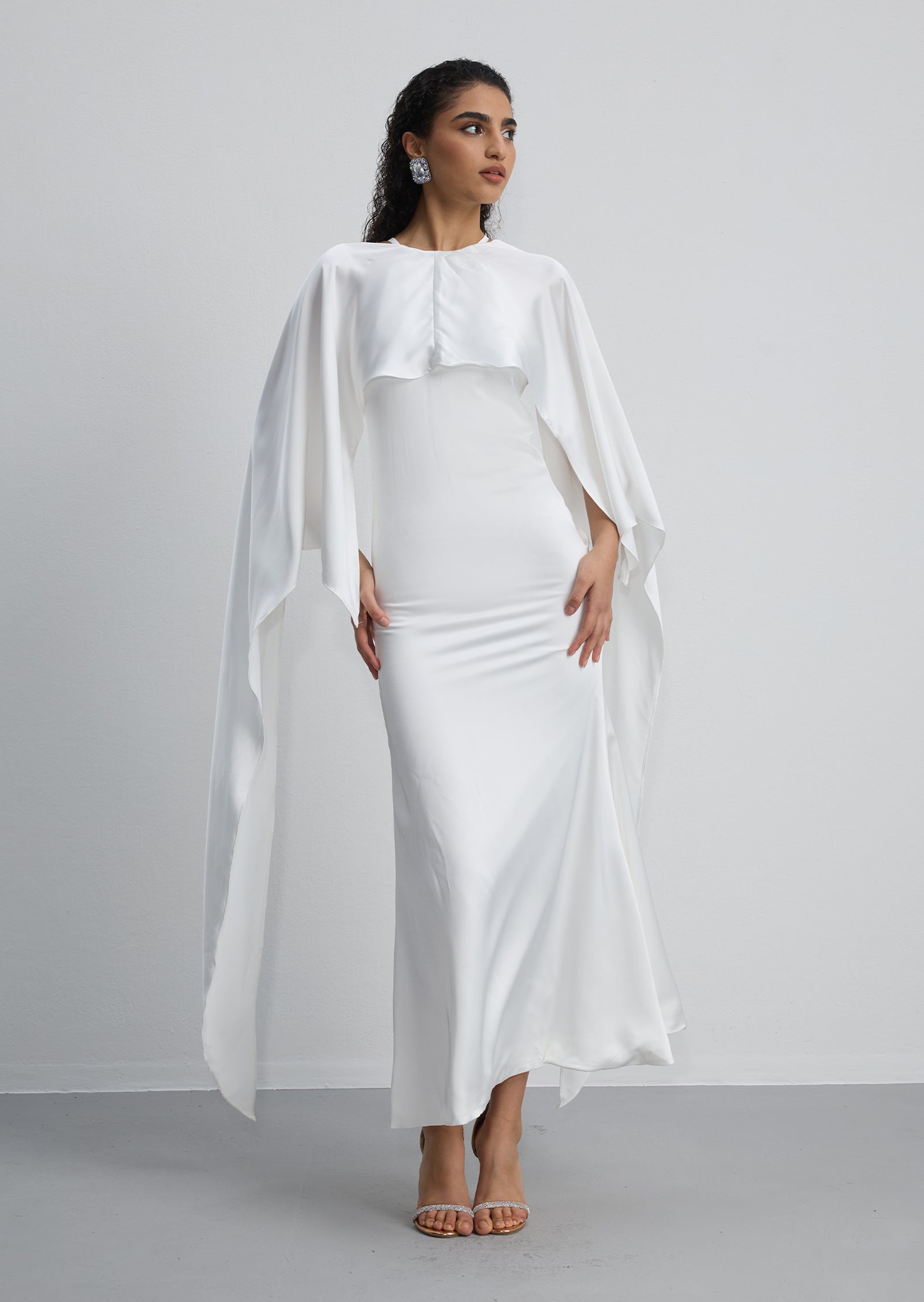 Midikleid in A-Linie mit Blumenmuster und Laternenärmeln