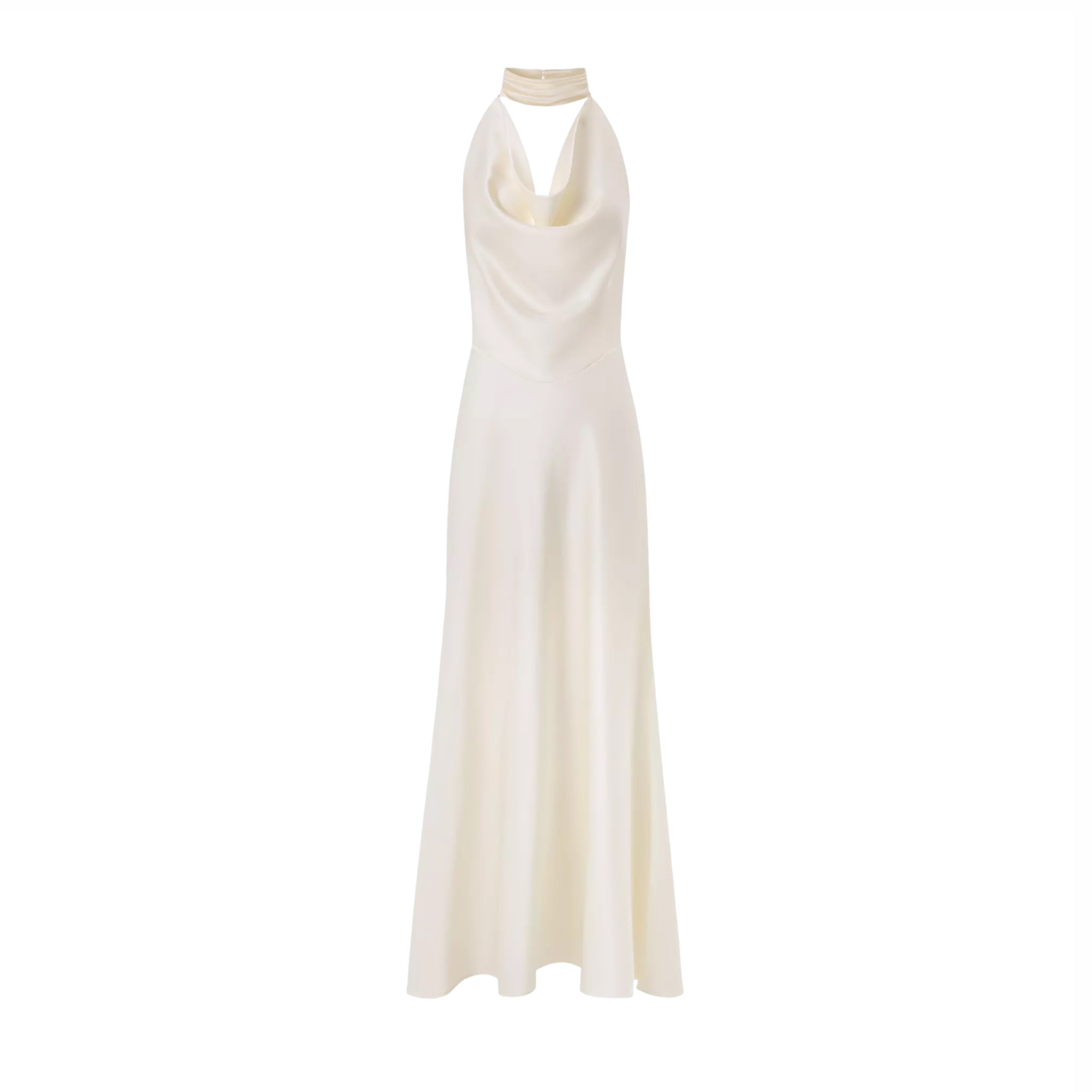 Satin Pearl Decor Maxi Dress In White
