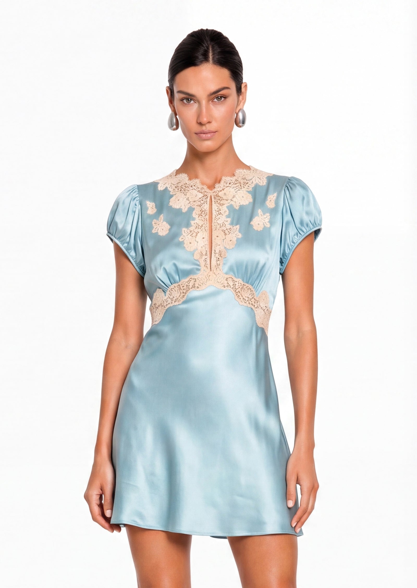 Dacre Short Sleeve Satin Mini Dress