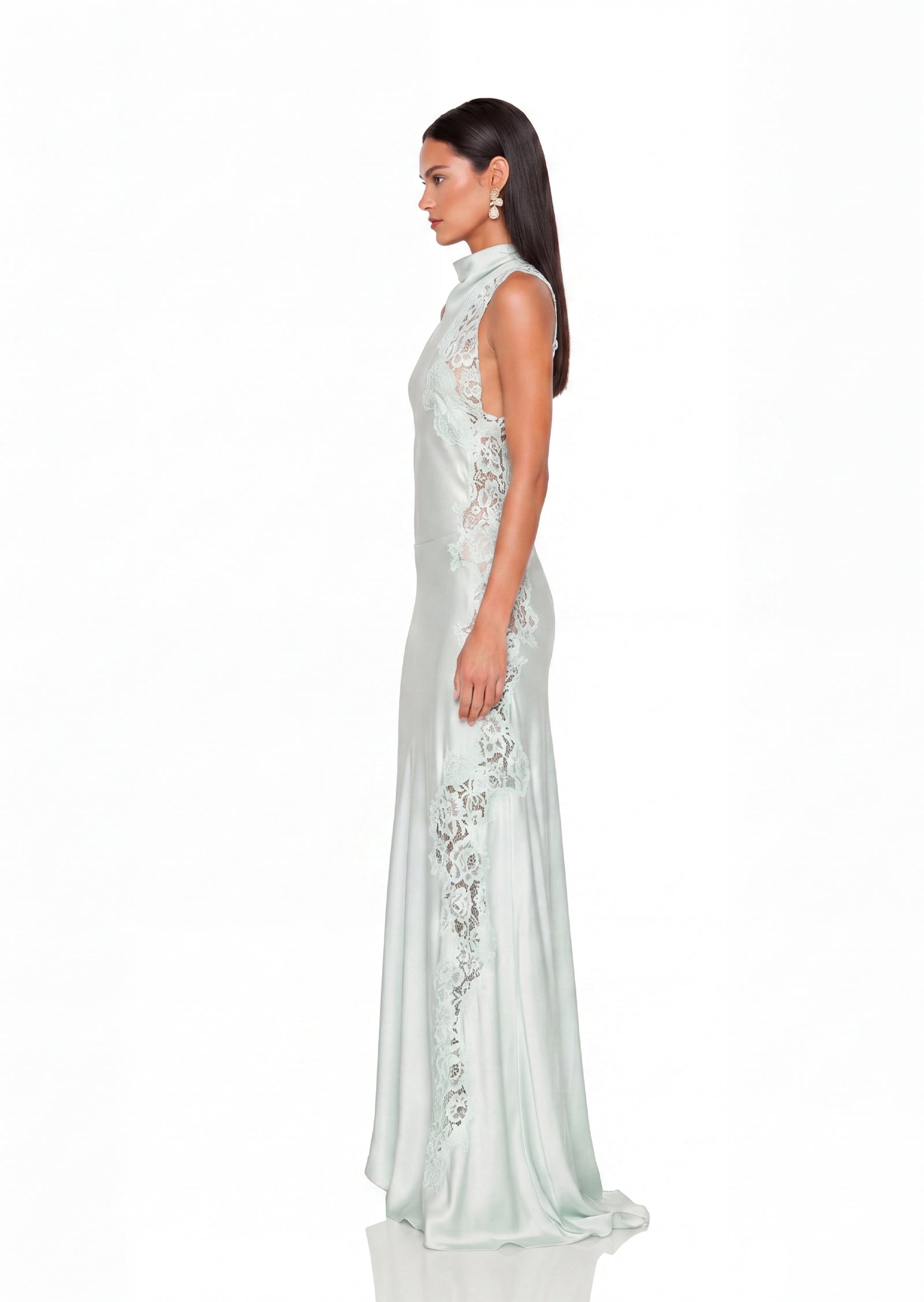 Midikleid in A-Linie mit Blumenmuster und Laternenärmeln