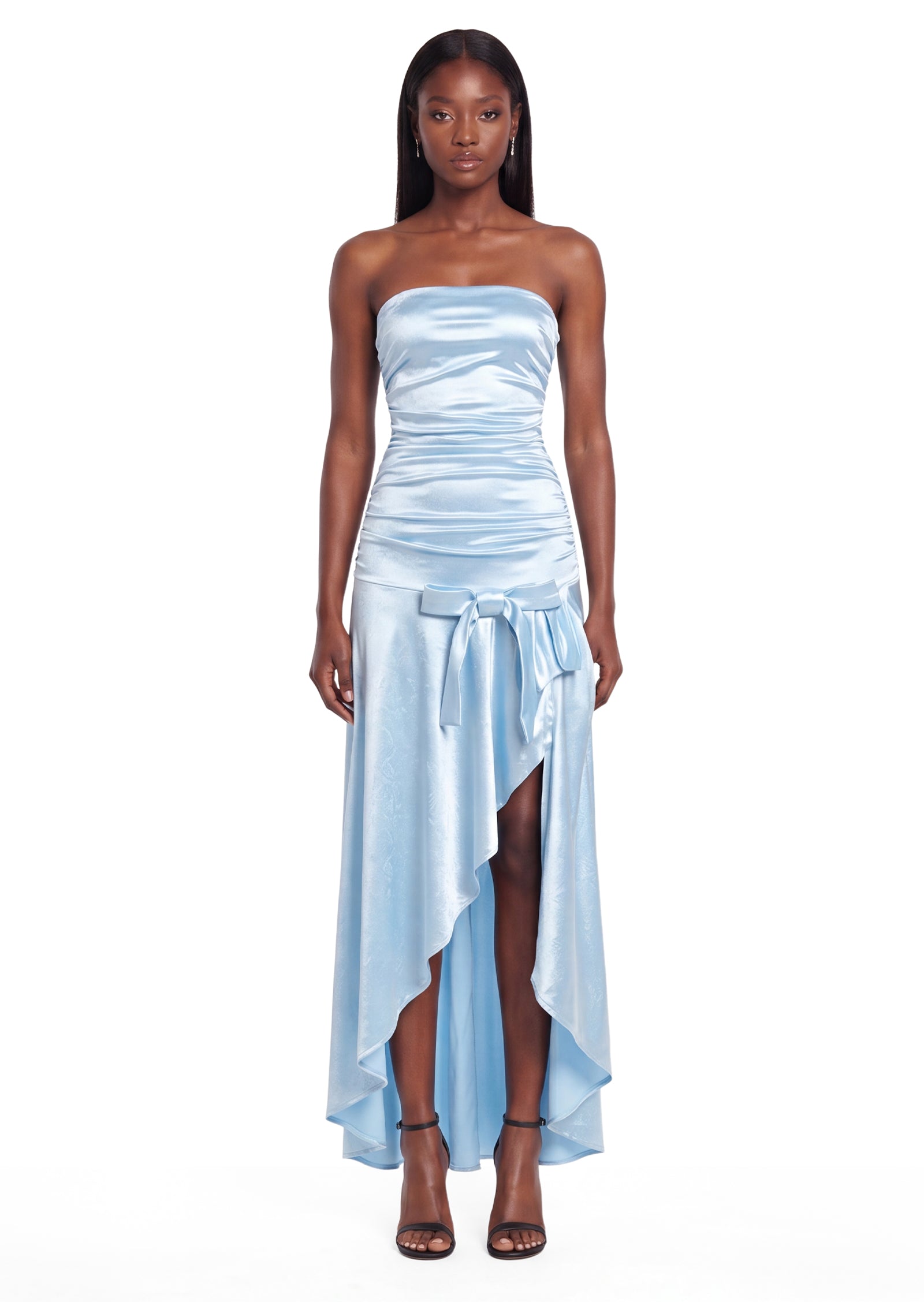 Iarlaithe Strapless Ruched Stain Maxi Dress In Blue