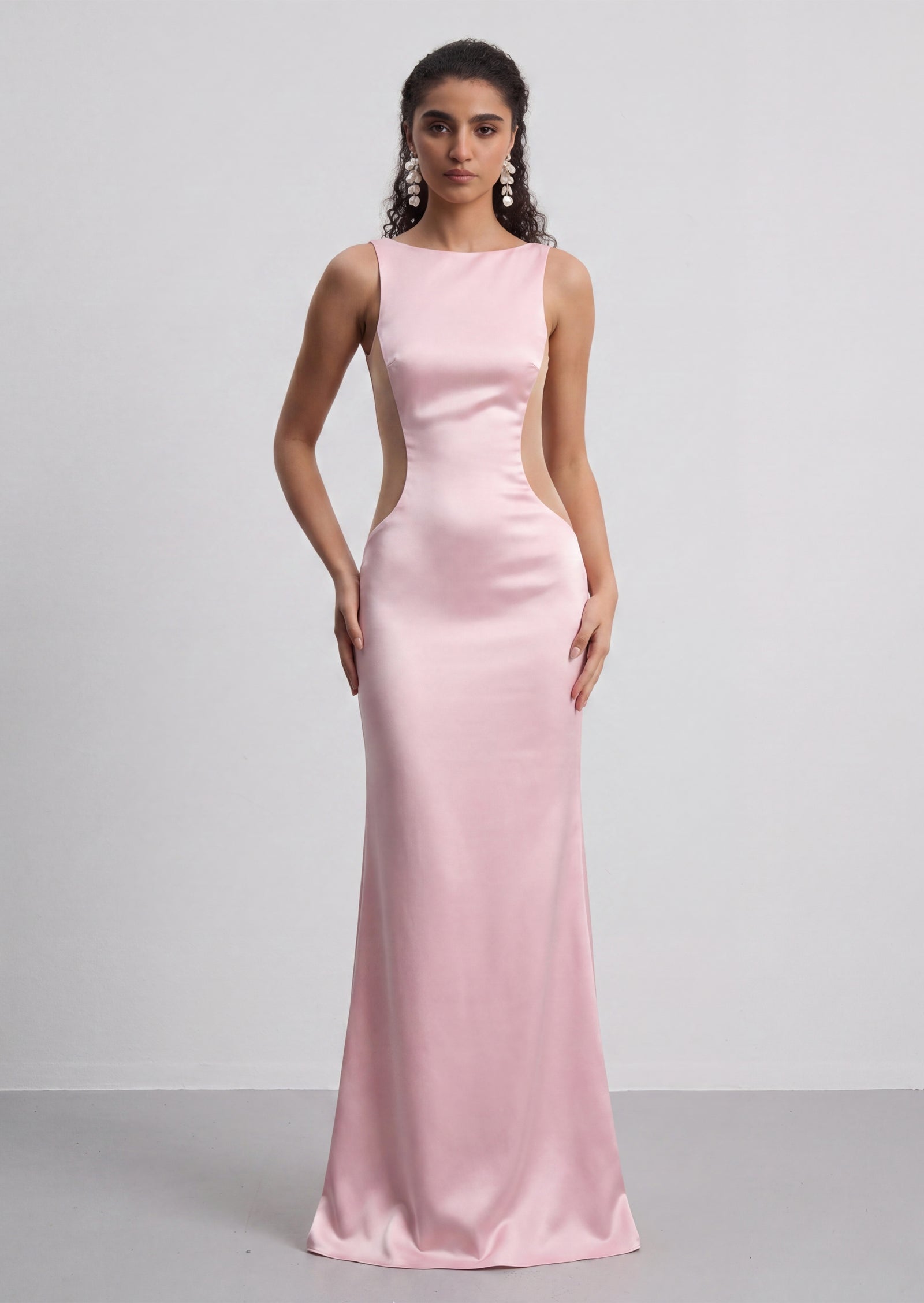 Nicolette Satin Maxi Dress In Pink